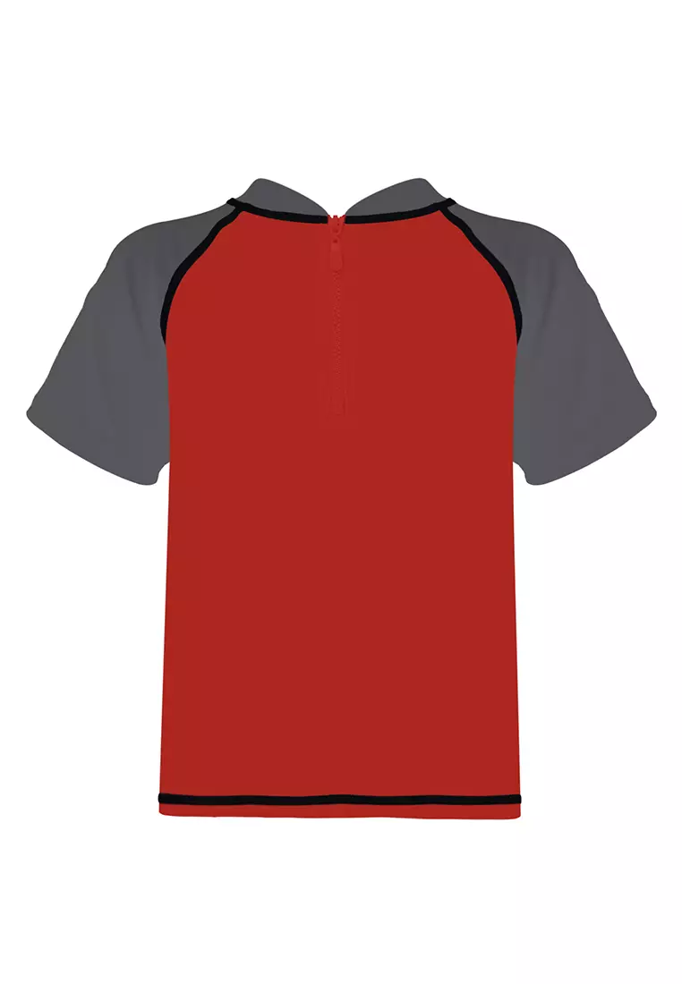 Iron Man Short-Sleeved Rashguard With Back Zipper Swimwear For Kids Boys
