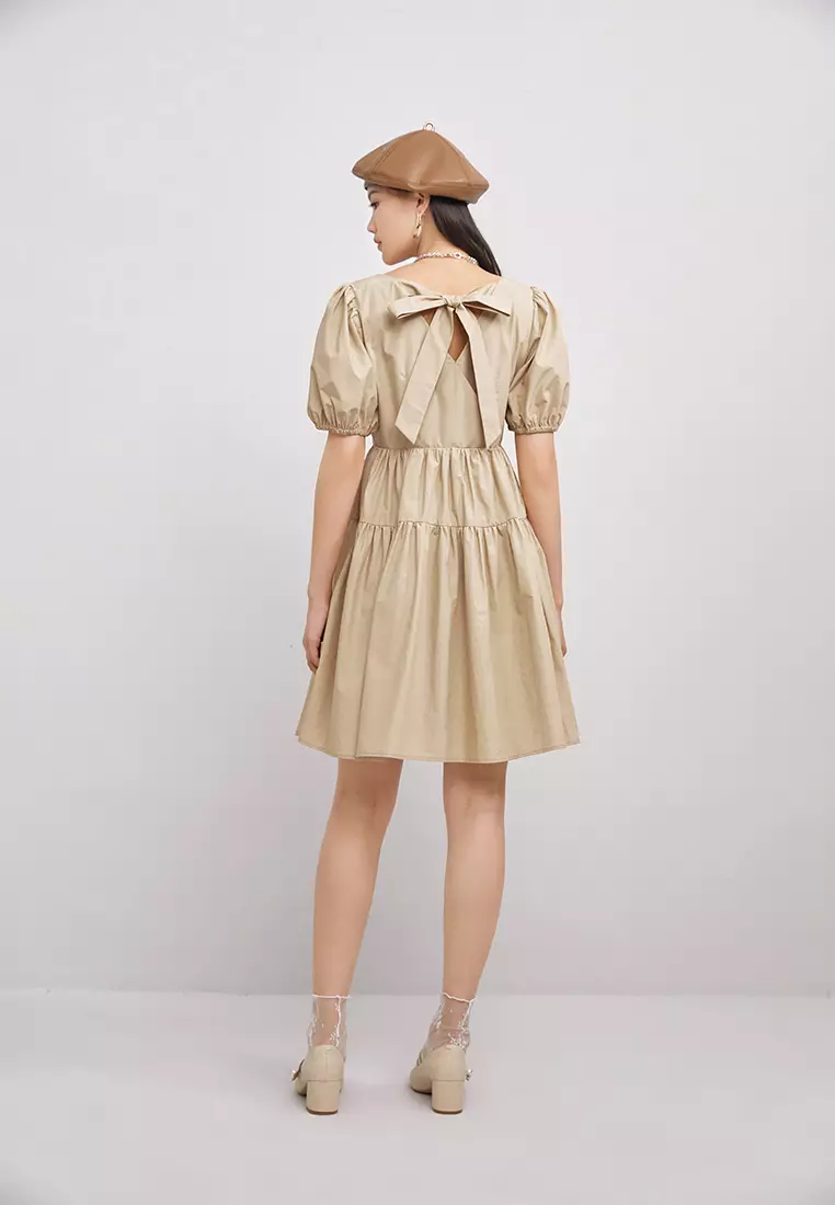 Short Sleeve Square Collar Mini Dress