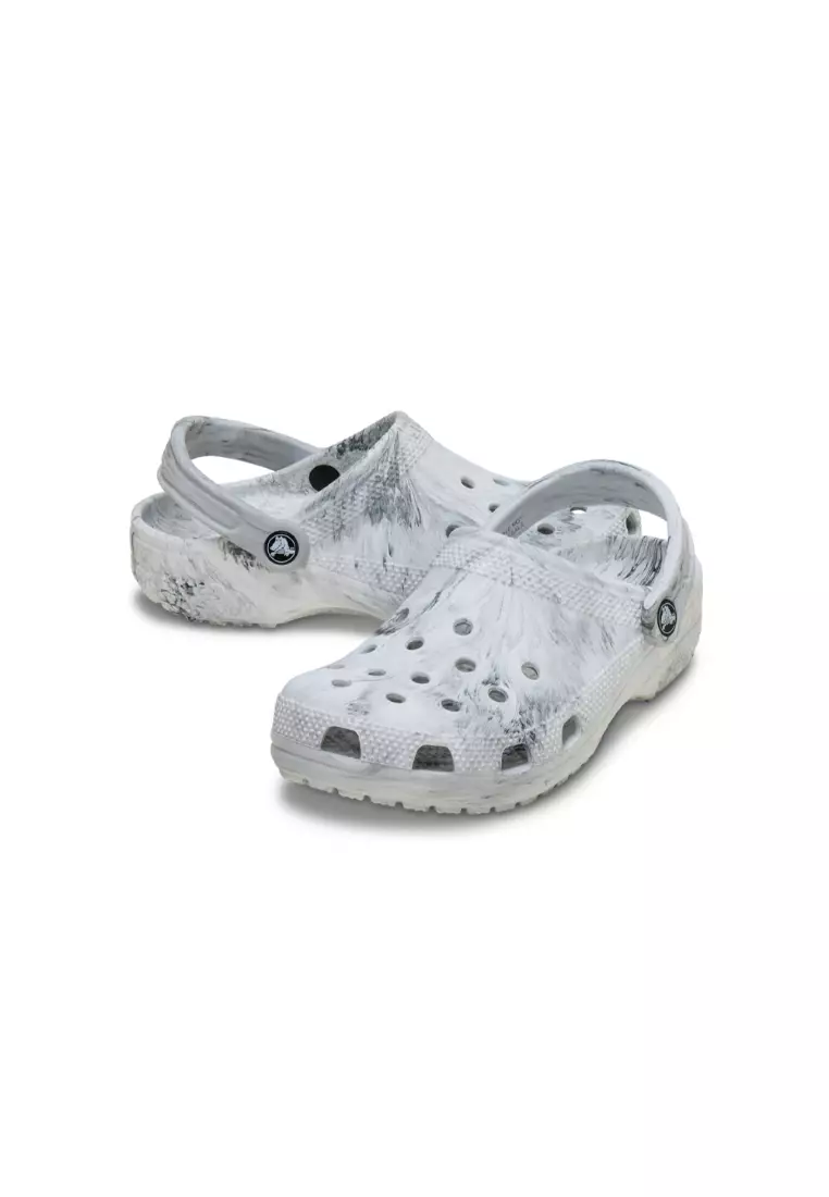 Classic Watercolor Marbled Clog in Grey Swirl