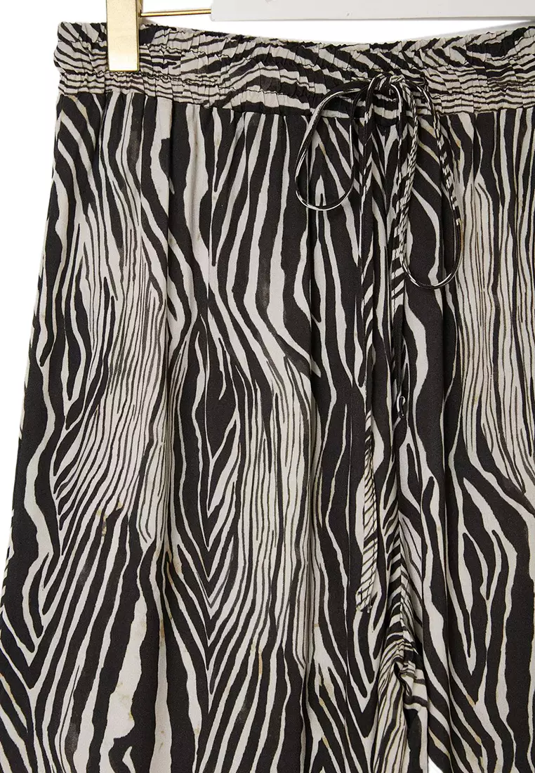 Beach Wear Black Zebra Pattern Woven Pants Tbbss26Ar00018