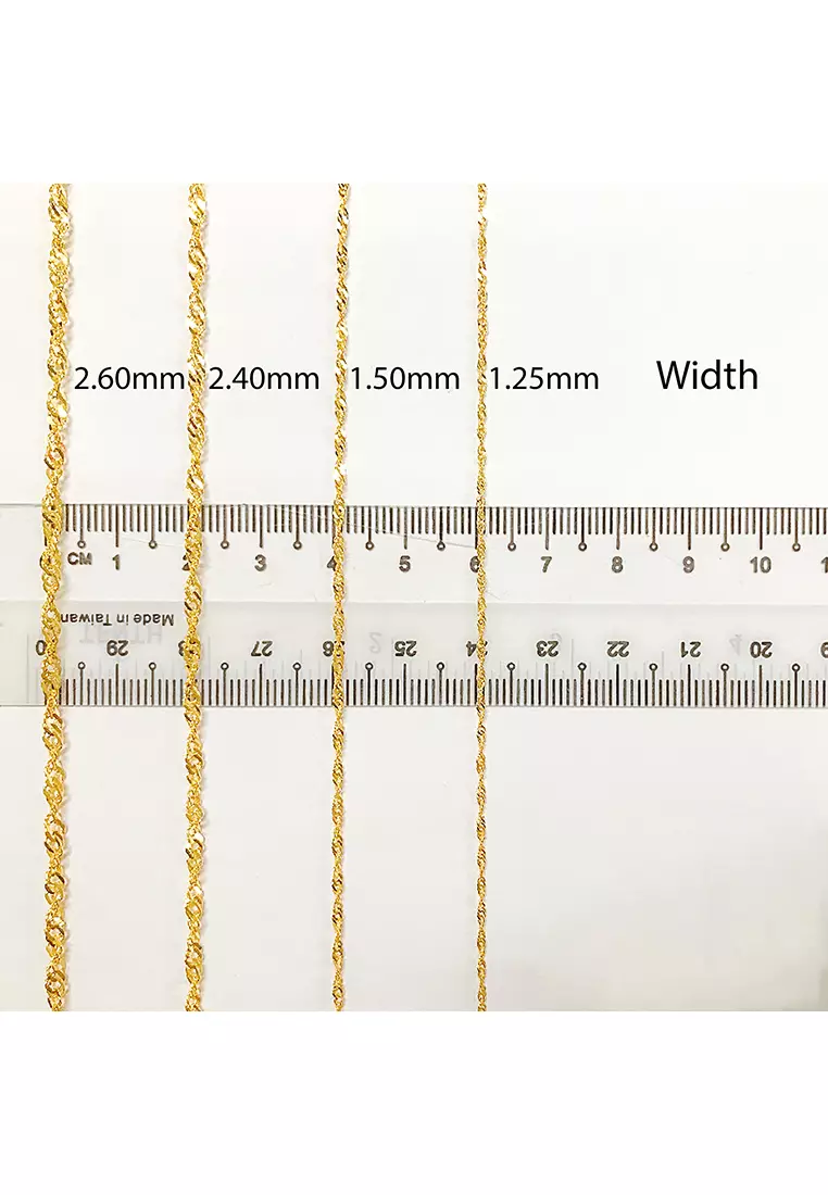 916/22K Gold Wave Necklace R001 (2.40MM, 52CM)