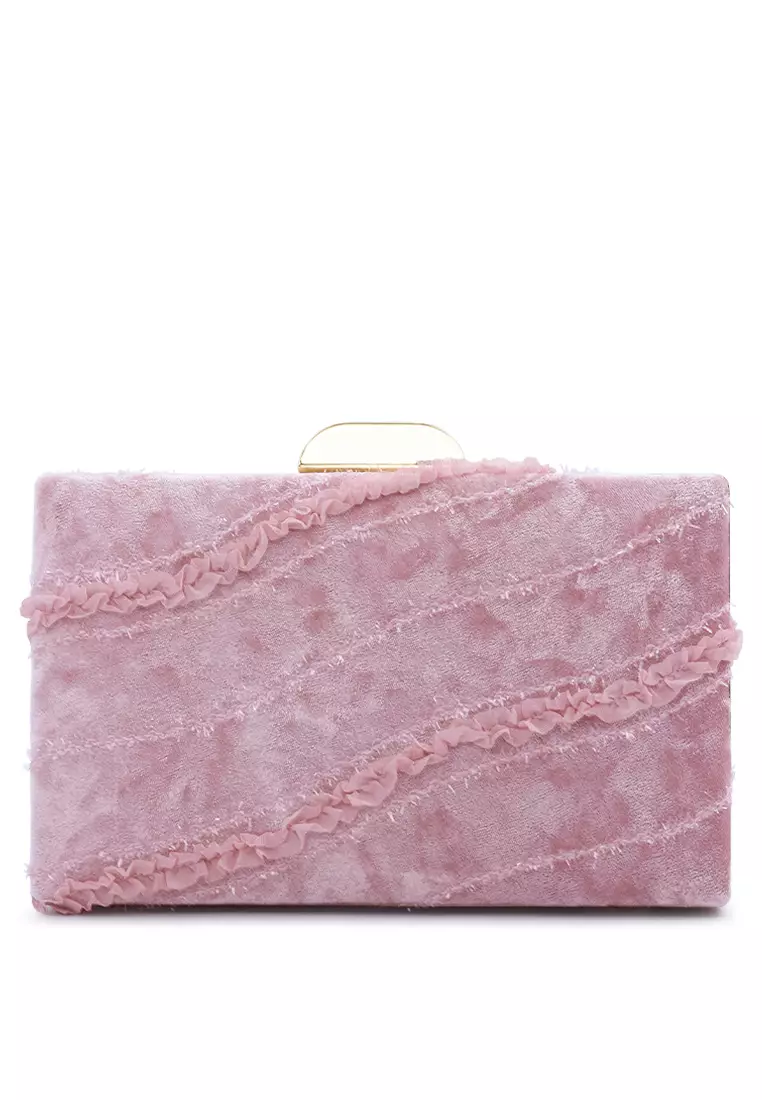 Pink velvet clutch sales