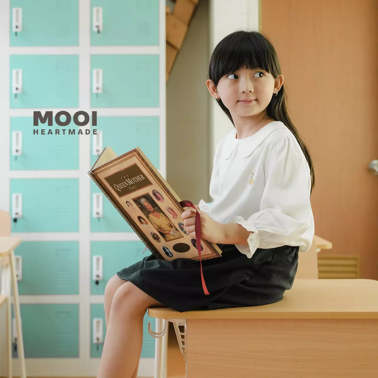 Mooi Atasan Anak Perempuan Ruby Shirt - Dusty Blue