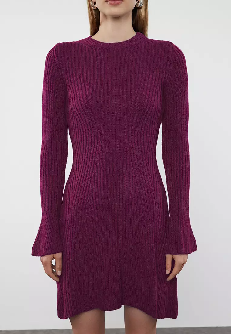 Plum Mini Knitwear A-Line Form Fit Dress Twoaw25El00030