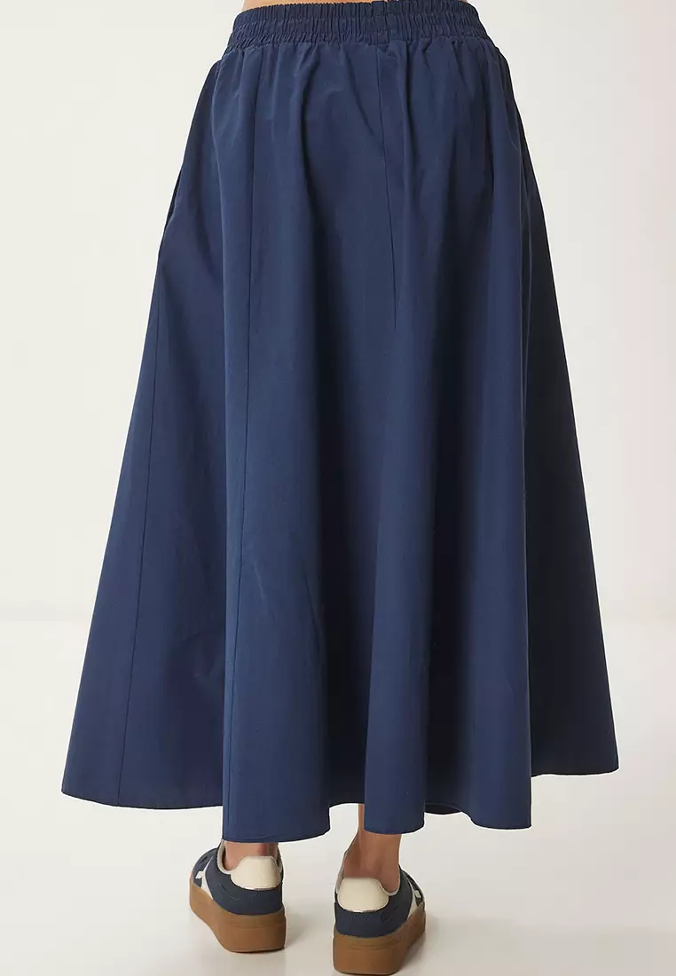 Linen Blended Maxi Skirt