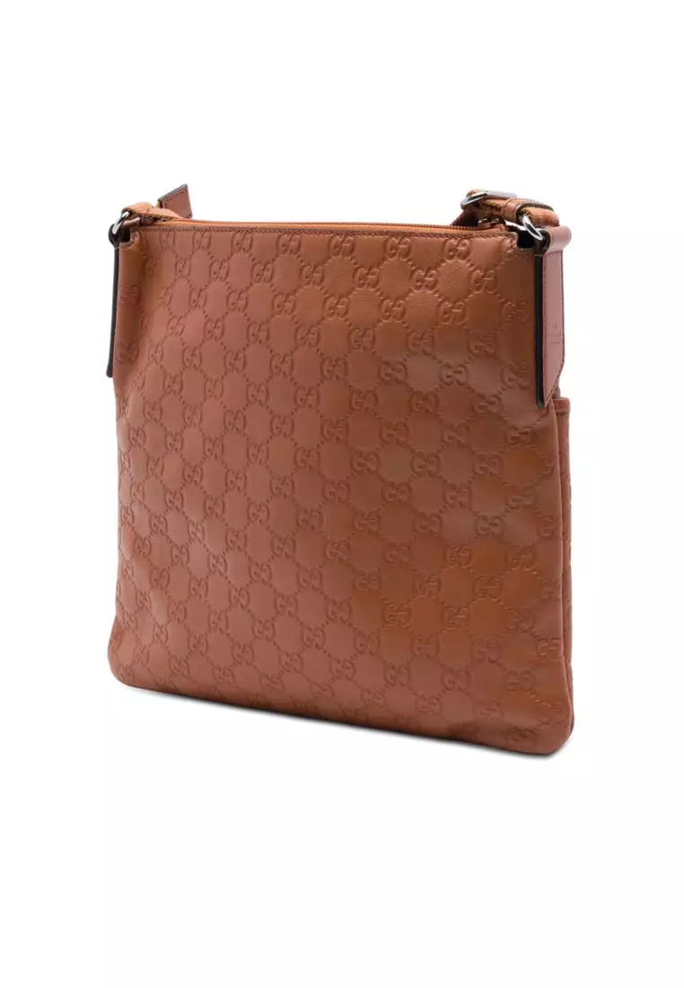Pre-Loved Gucci Guccissima Flat Messenger Bag