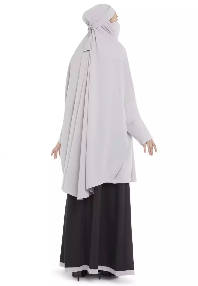 Queenza Zayidan French Khimar Hijab Jumbo Zivana - Silver