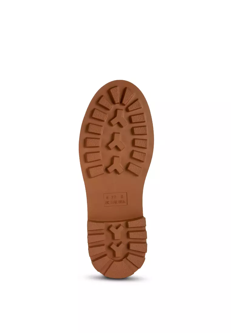 Sepatu Biker Pergelangan Kaki Kulit Imitasi Coklat