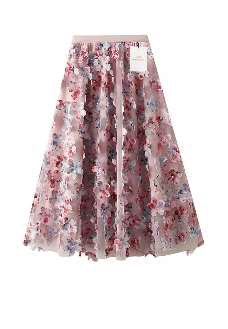 Buy Twenty Eight Shoes Heavy-Embellished 3D Floral Tulle Skirt AF