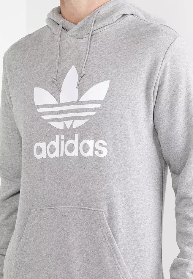 Adidas trefoil hoodie on sale gray