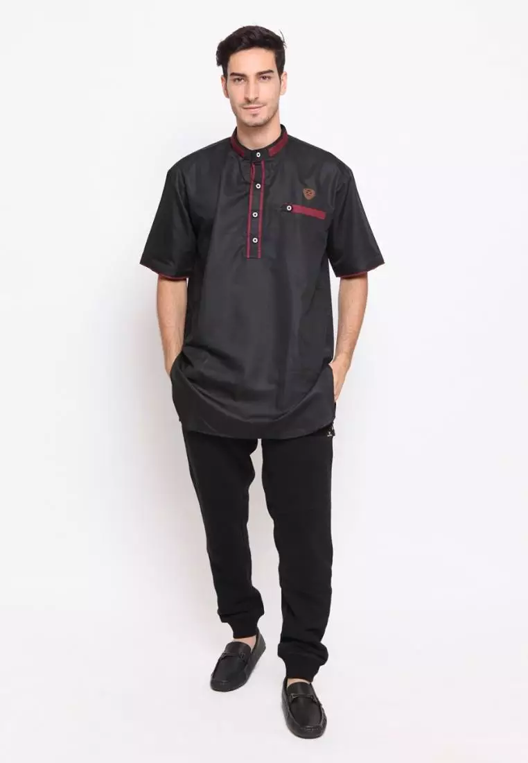 Zayidan Baju Koko Gamis Muslim Pria Izzul - Hitam