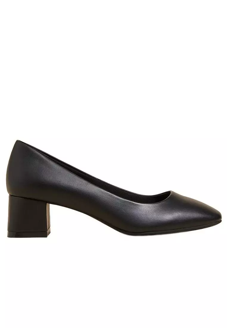 M S Wide Fit Block Heel Square Toe Shoes