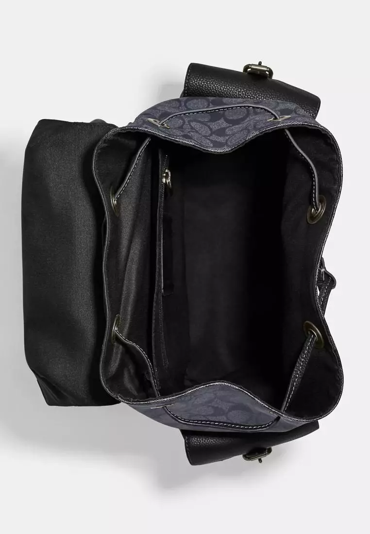 Coach Hudson Backpack In Signature Canvas Charcoal Black