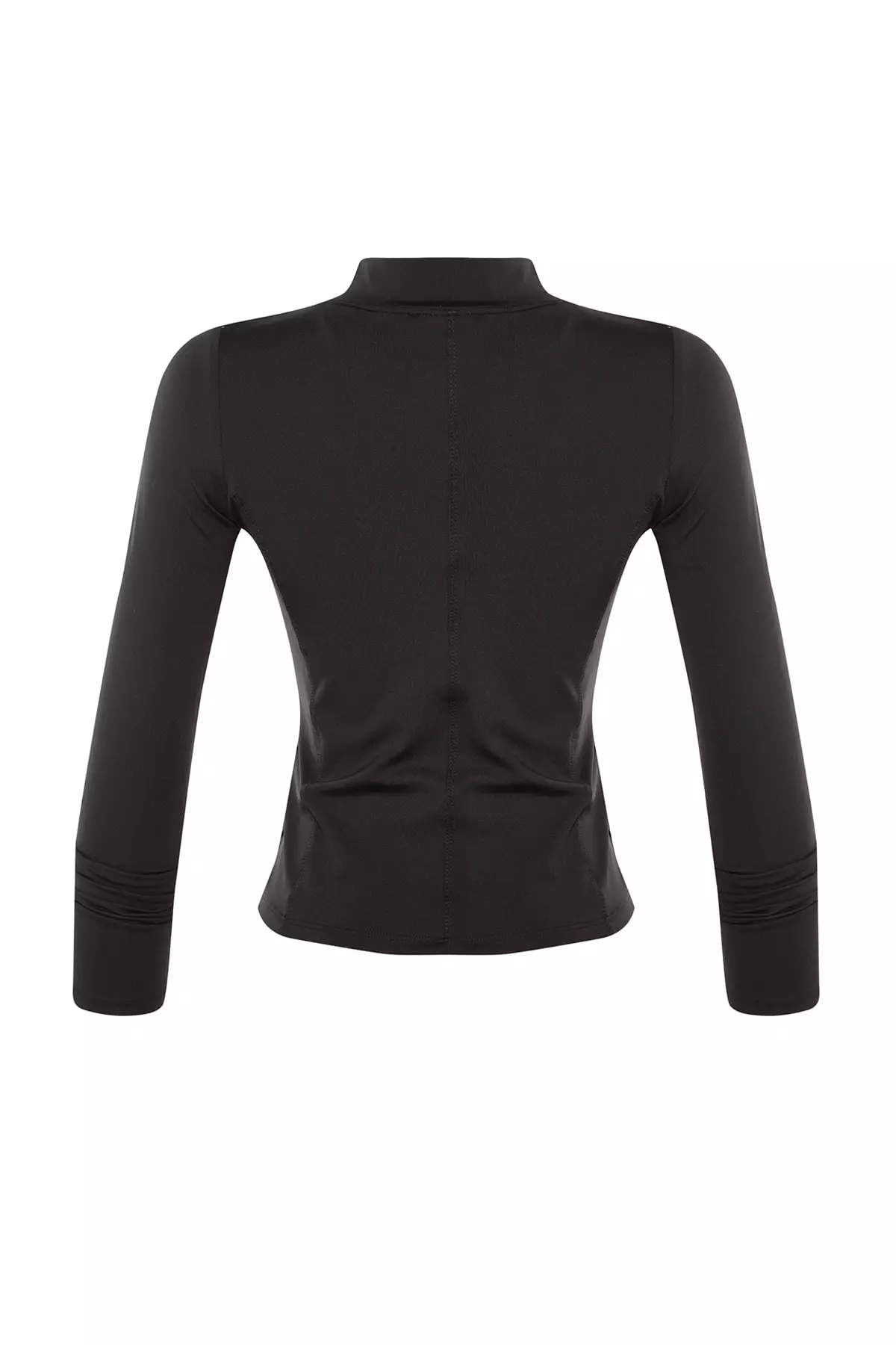Black Body-Fitting Zip-Up Stand Collar Knitted Sports Jacket/Sweatshirt Twoaw23Bz592