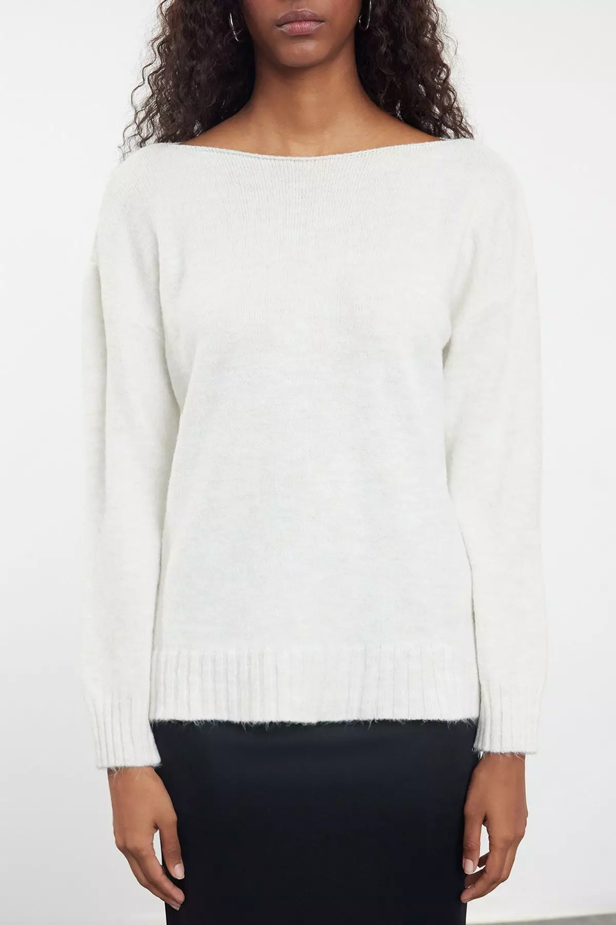 Boat Neck Slit Jumper
