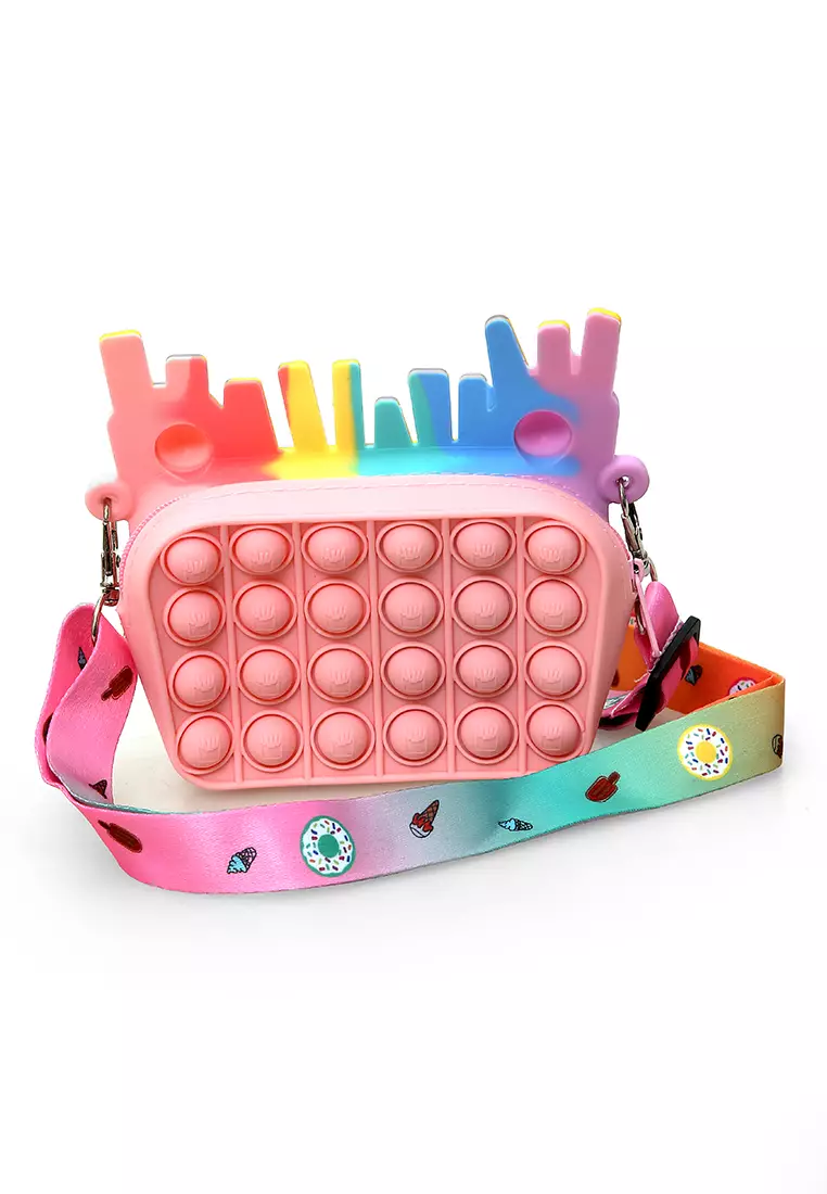 Shane Tas Selempang Anak Wanita Sling Bag Pop It Desain Kentang Makaron 2 Material Silicone ORIGINAL - Multicolor