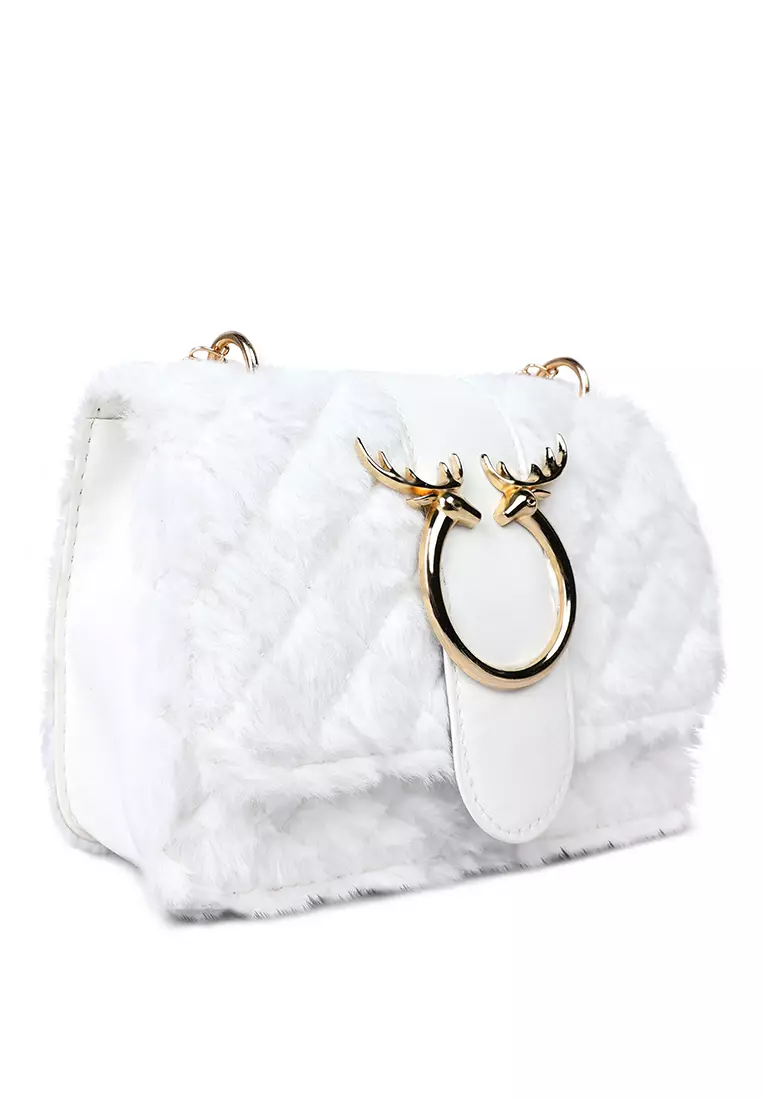 White faux clearance fur purse