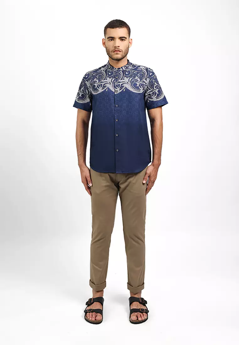 MOC Kemeja Shanghai Lengan Pendek Pria Arfan - Navy