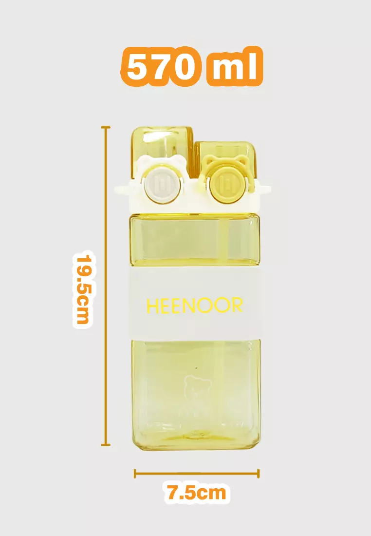 Wakakids Botol Minum Anak Plastik Kotak Sedotan dan Tali Panjang dengan Model 2 Cara Minum 570ML K259 Venjr Ungu