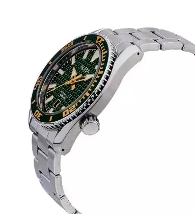 Jam Tangan Pria Alba Active AS9N95 AS9N95X1 Strap Stainless Steel Silver Color Men Green Patterned Dial Original Garansi Resmi