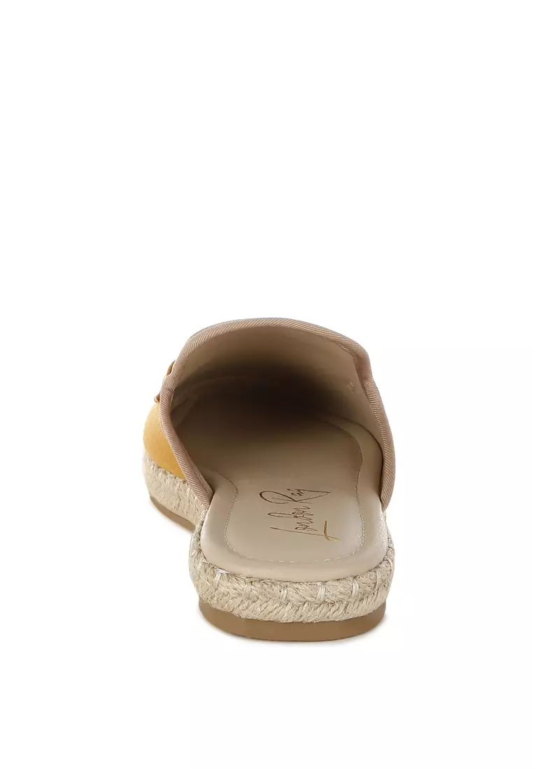 Horsebit Detail Espadrilles Mules In Brown