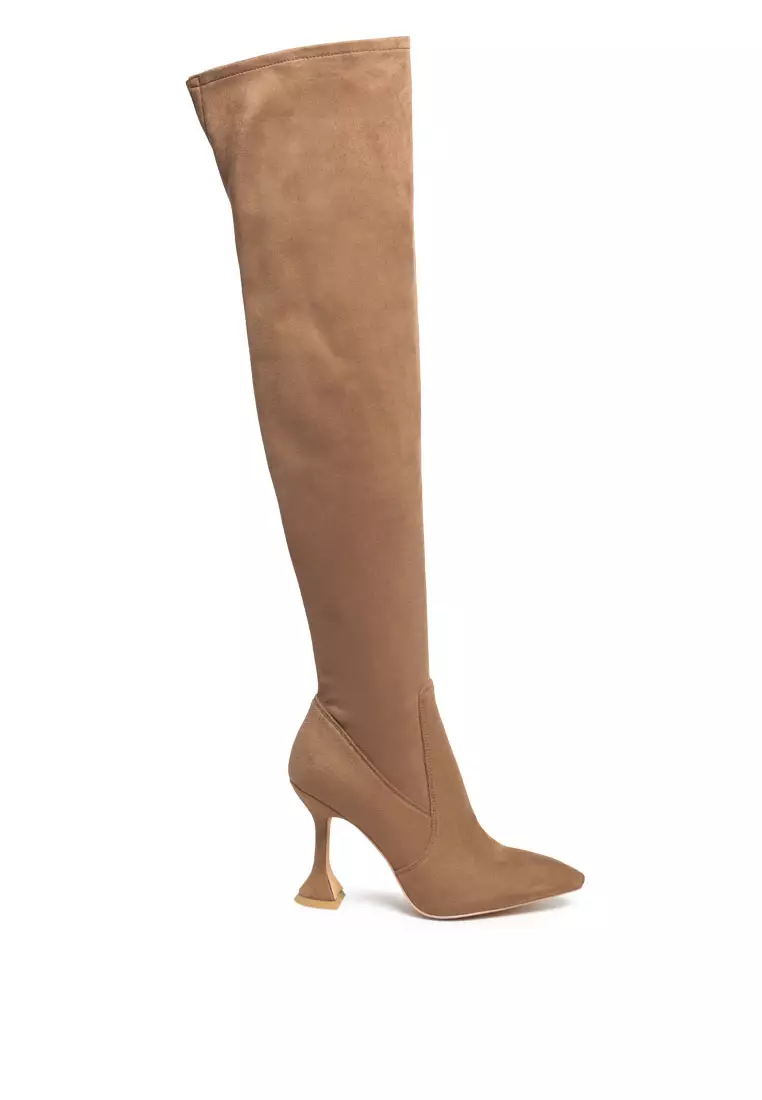 Discount on London Rag  shoes - SKU: Over The Knee High Heeled Boots In Brown