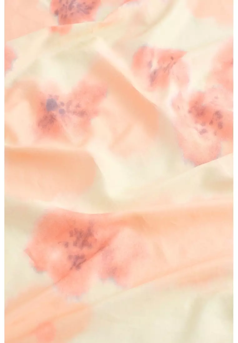 FLORAL-PRINT COTTON-SILK SCARF