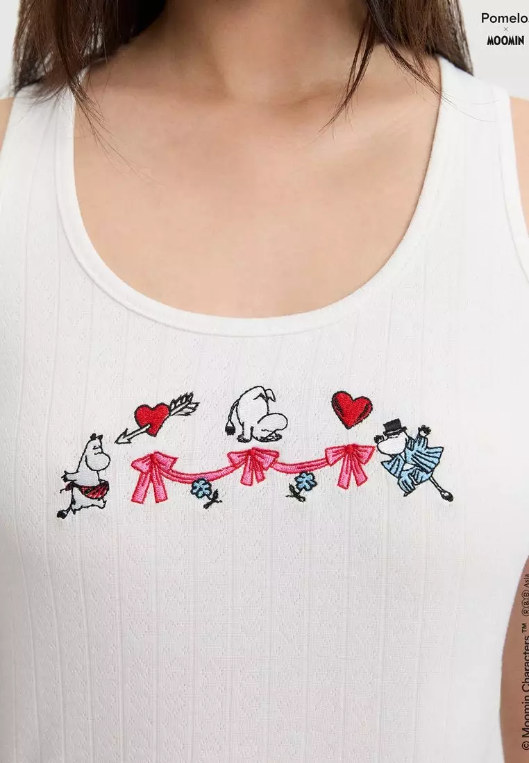 Pomelo. x Moomin Embroidered Tank Top - White