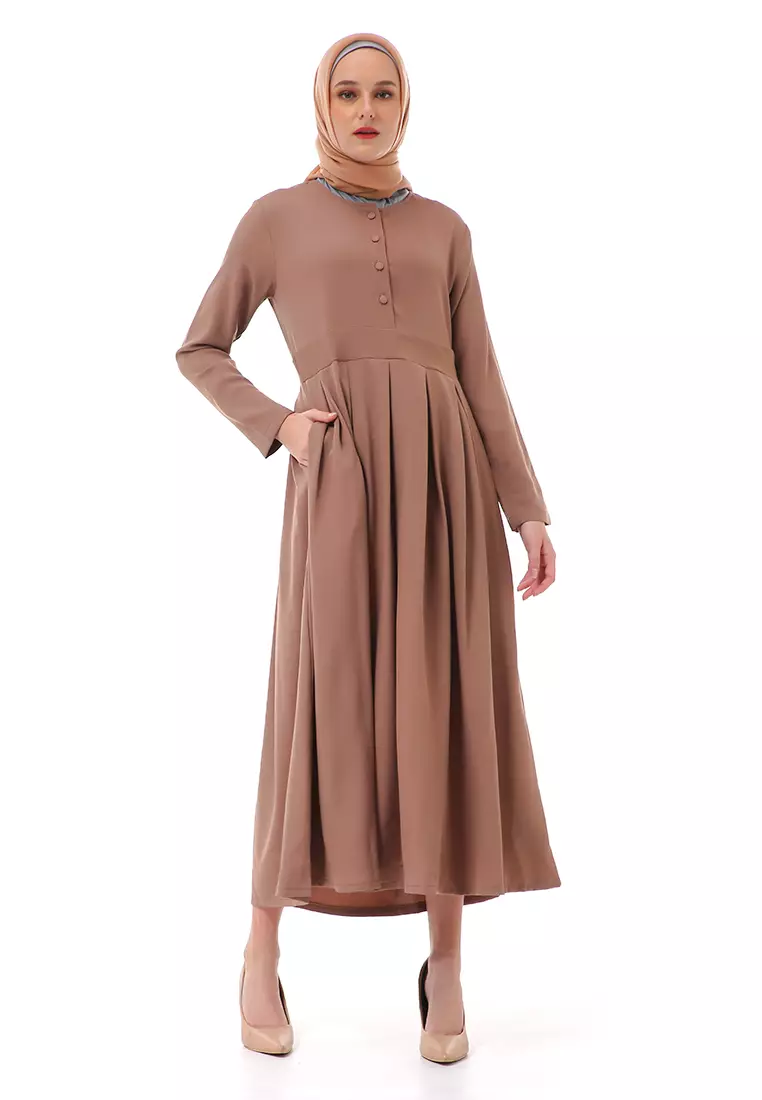Enzy Dress Muslimah Wanita Lengan Panjang Regular Fit Premium High Quality - Milo