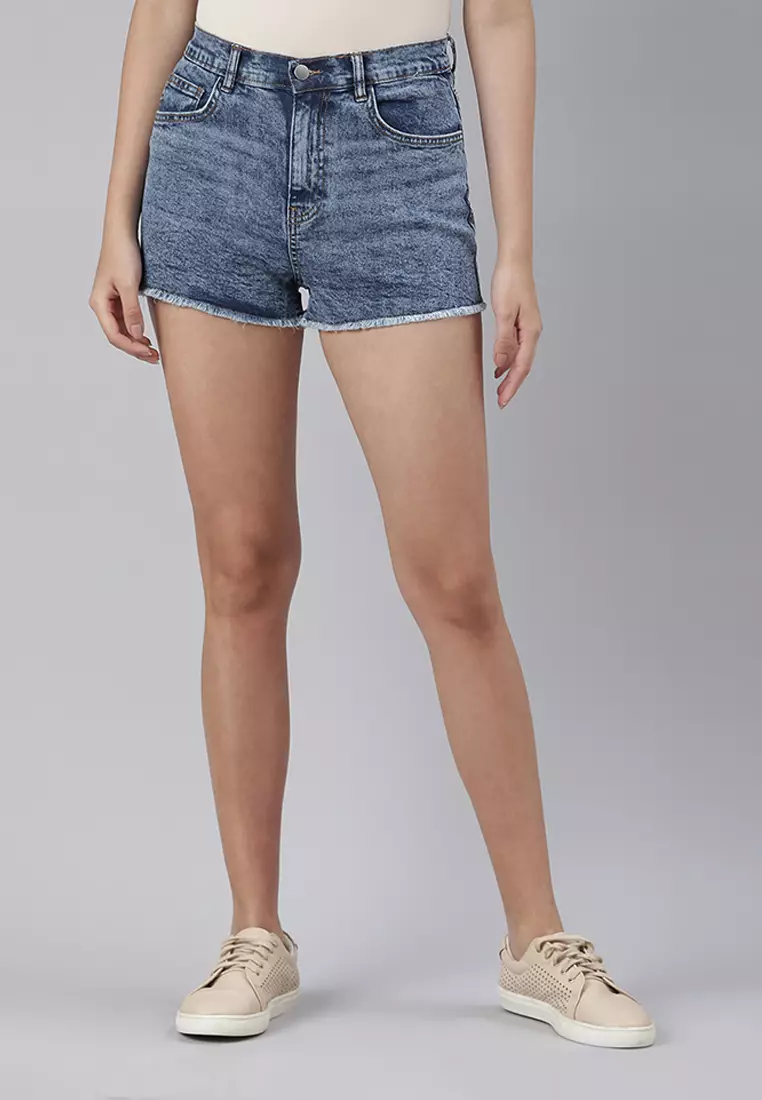 dark blue high waisted shorts