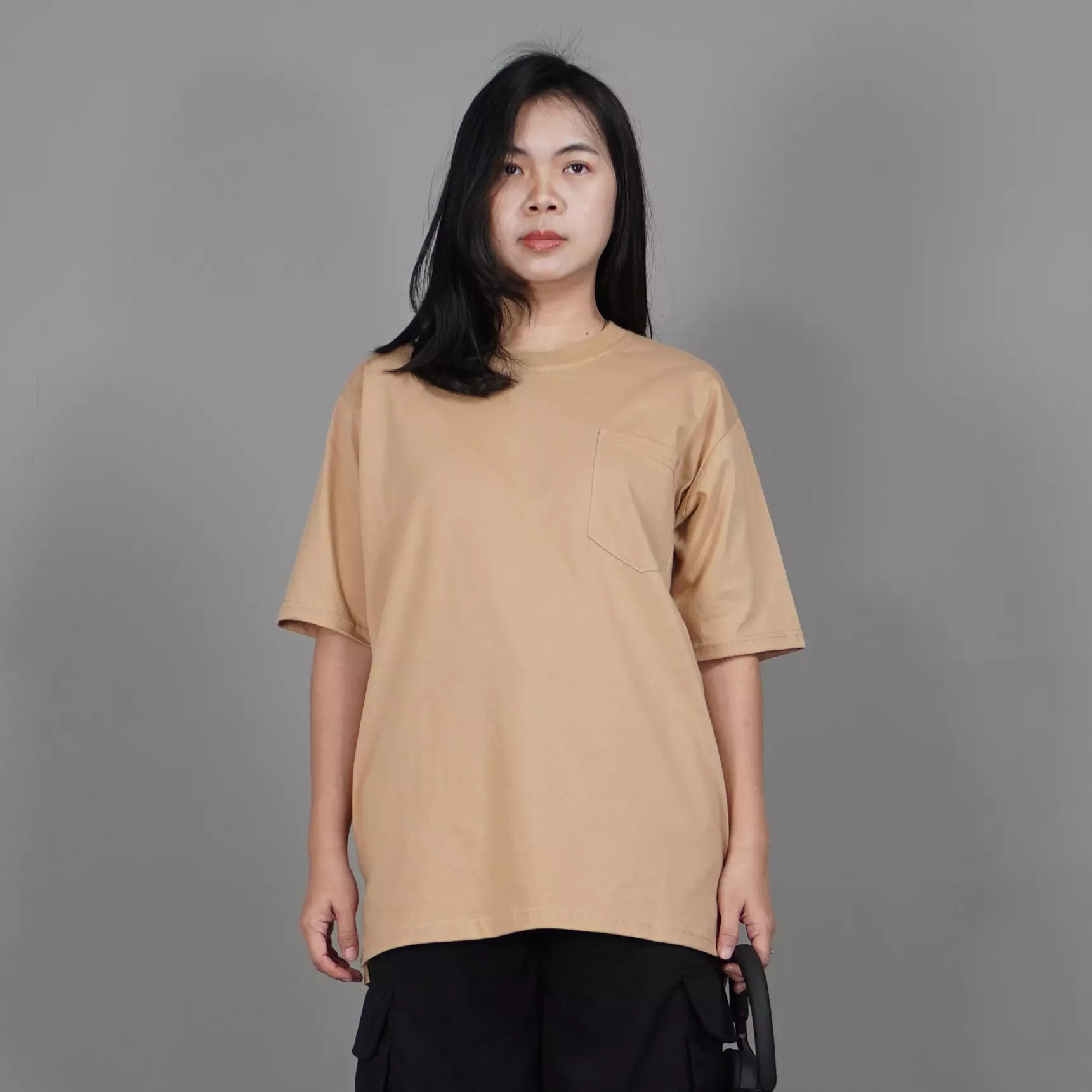  DANIELA Kaos Wanita Polos Kaos Katun Cotton T-Shirt Wanita - LATTE