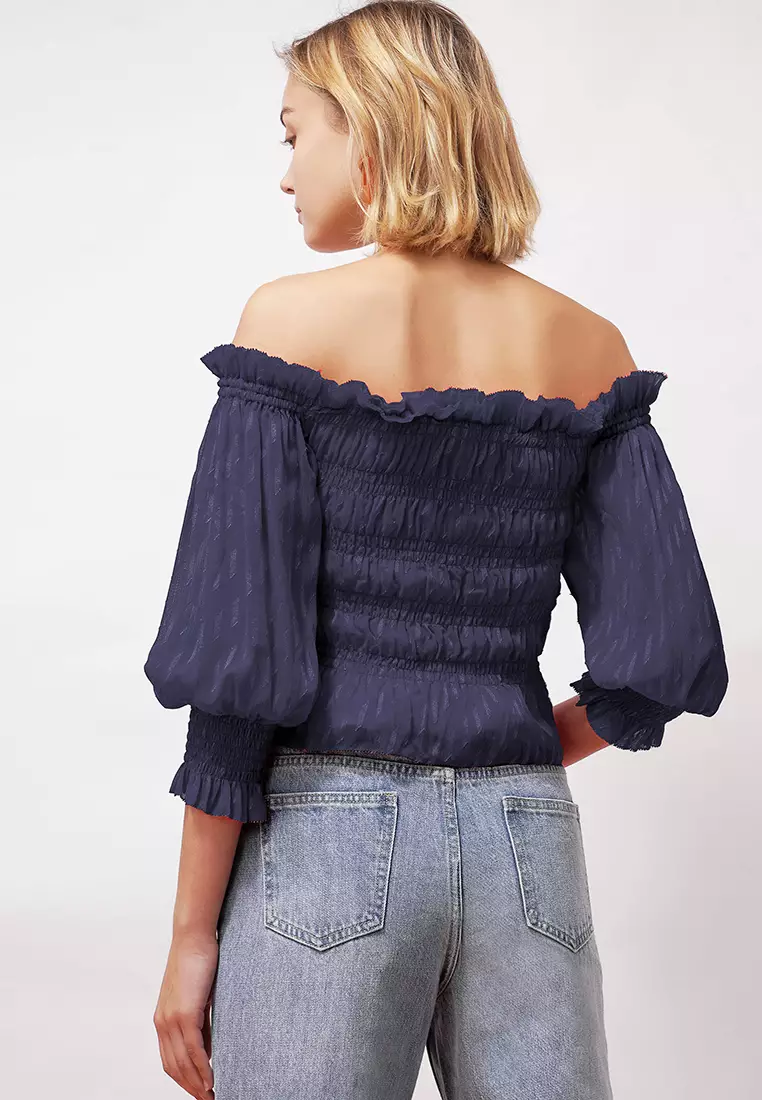 Off Shoulder Ruffle Hem Top