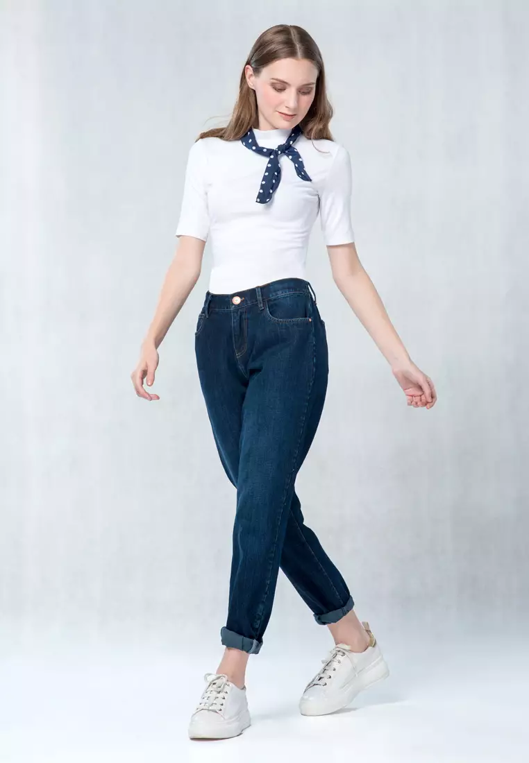 Yovita Navy Boyfriend Jeans