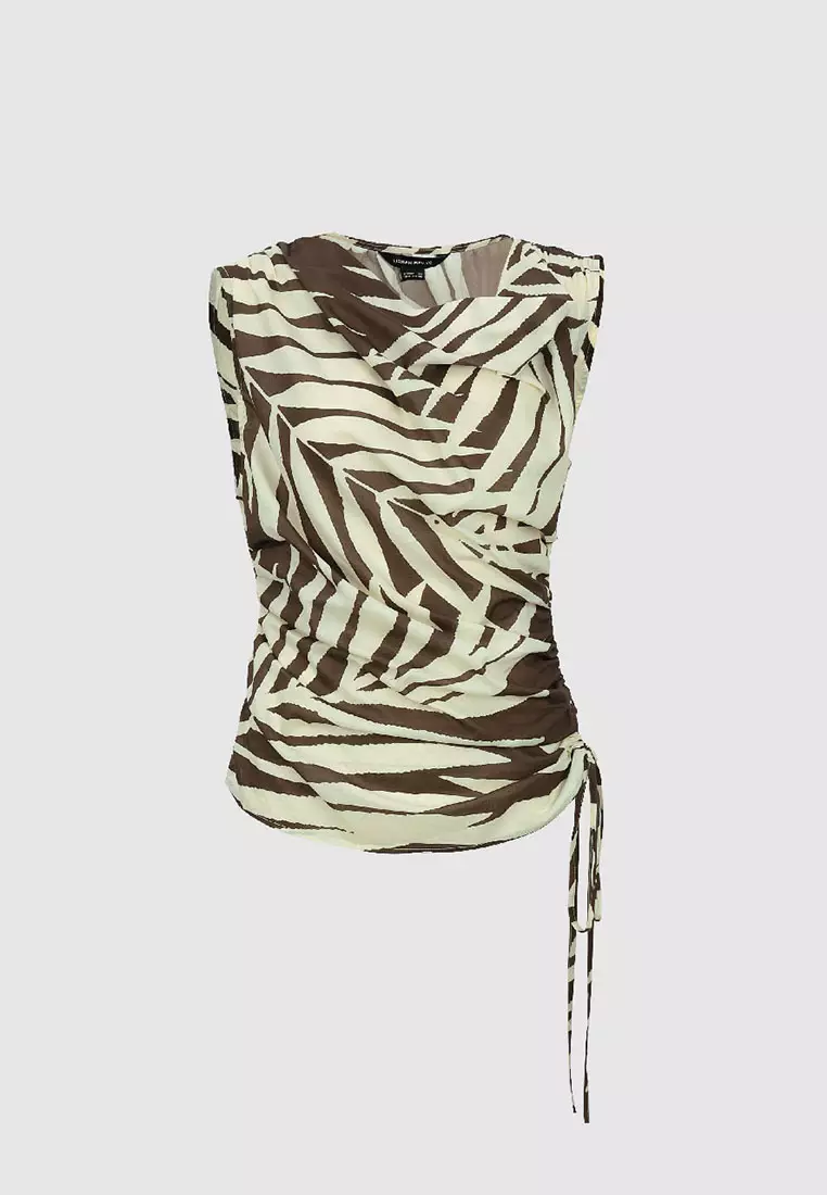 无袖袖荡领罩衫衬衫