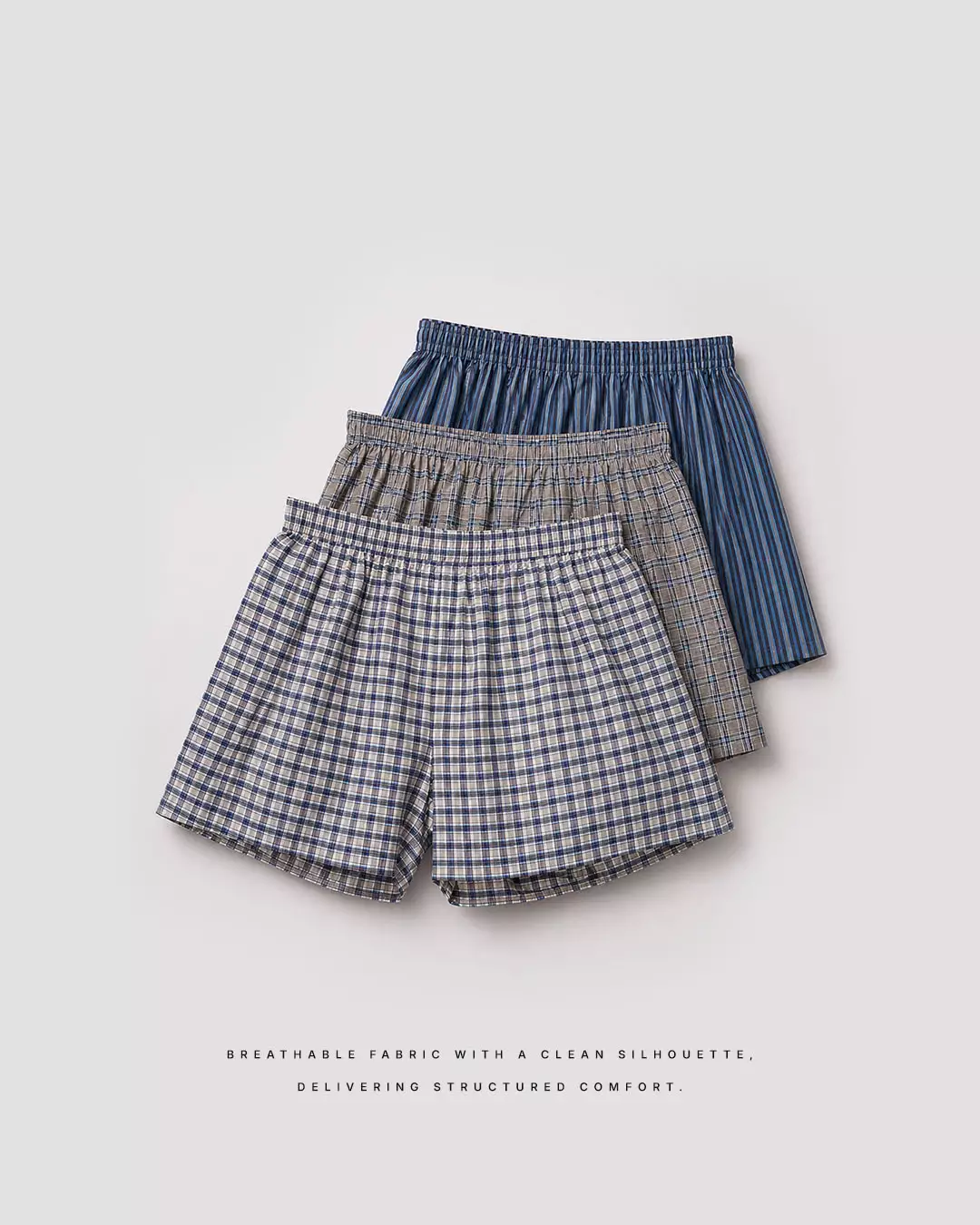 MEN'S BLUE PLAID BOXER SHORTS