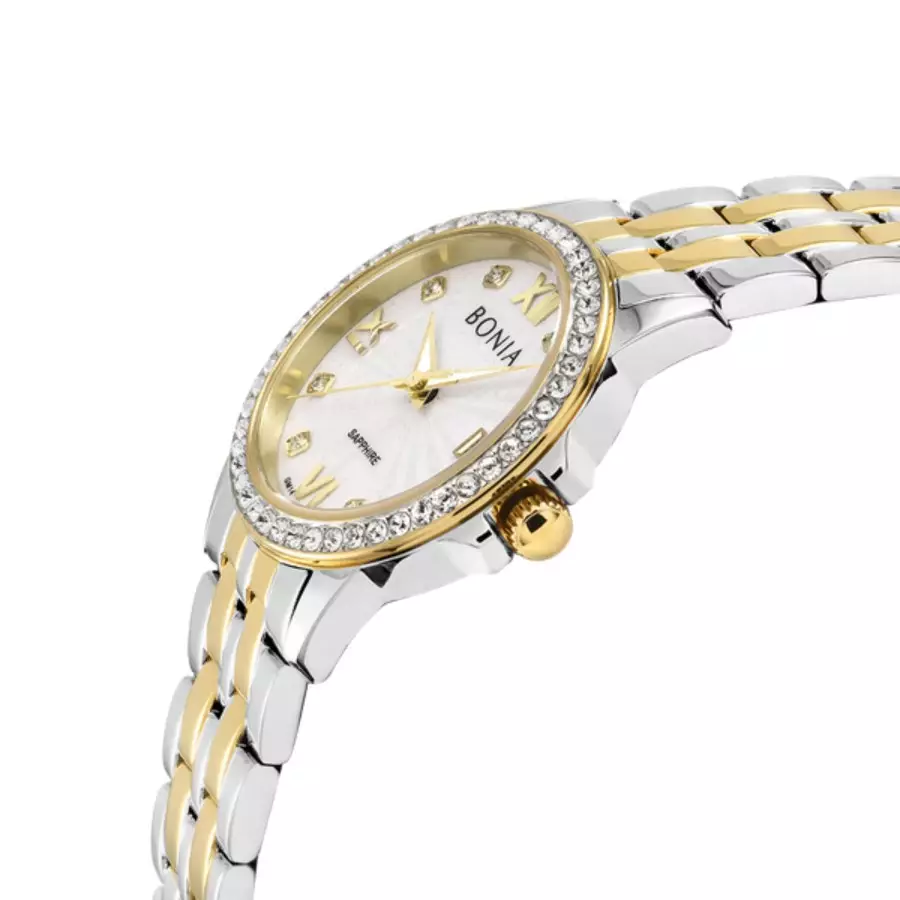 Bonia BNB10741-2113S Rantai Kombinasi Silver Gold Ring Diamond Cewek