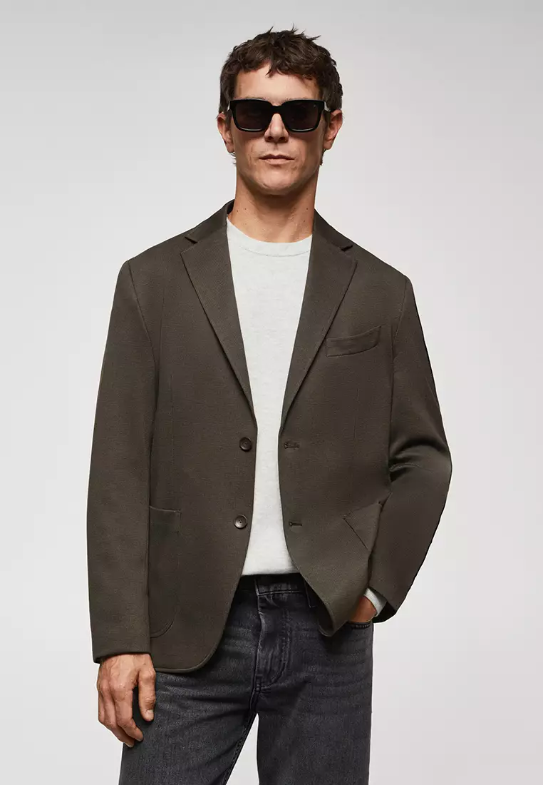 Buy MANGO Man Slim Fit Microstructure Blazer 2024 Online ZALORA