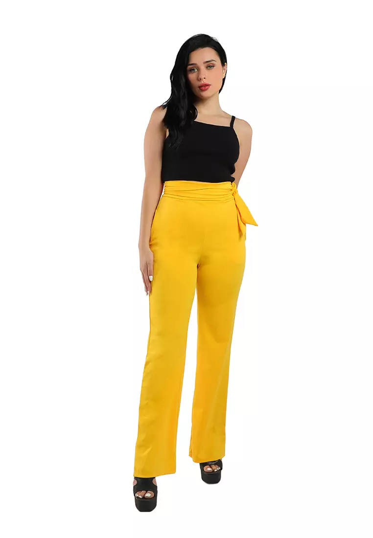 High Waist Wide Leg Pants in Orange