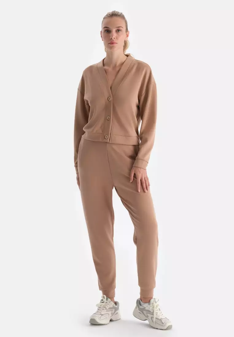 Light Brown Trousers, Regular Fit, Loungewear for Women