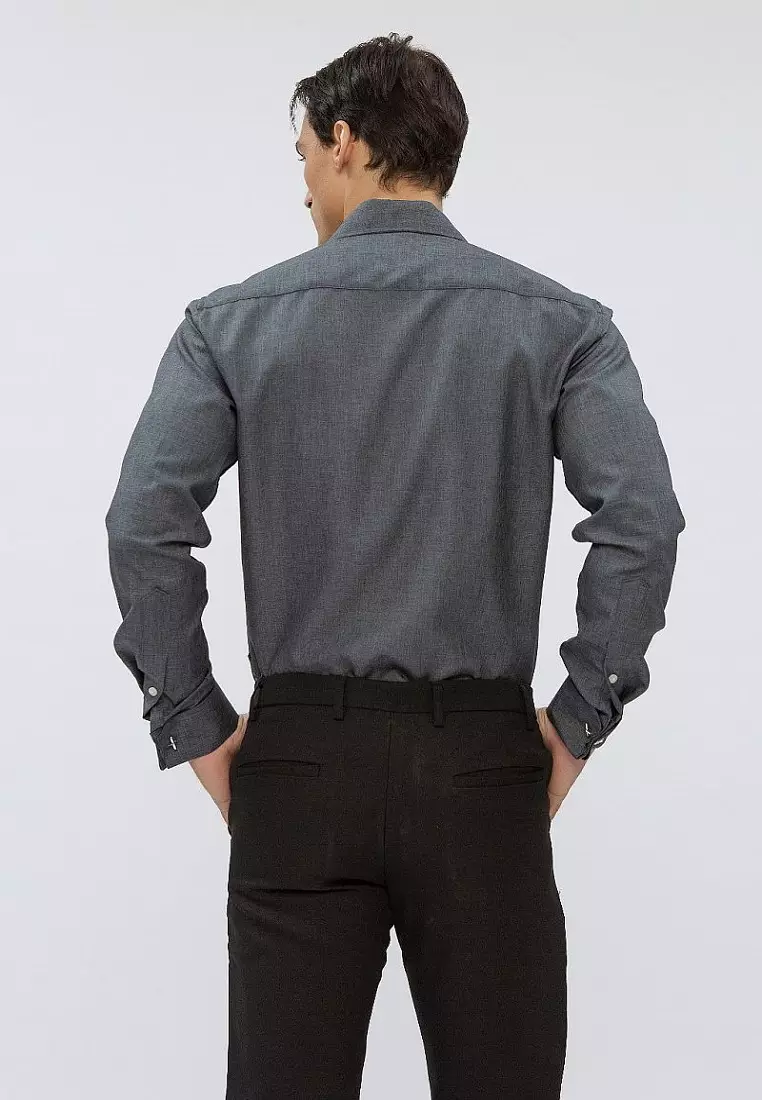 Houseofcuff Kemeja formal Kerja Slim Fit French Cuff Biru Tua