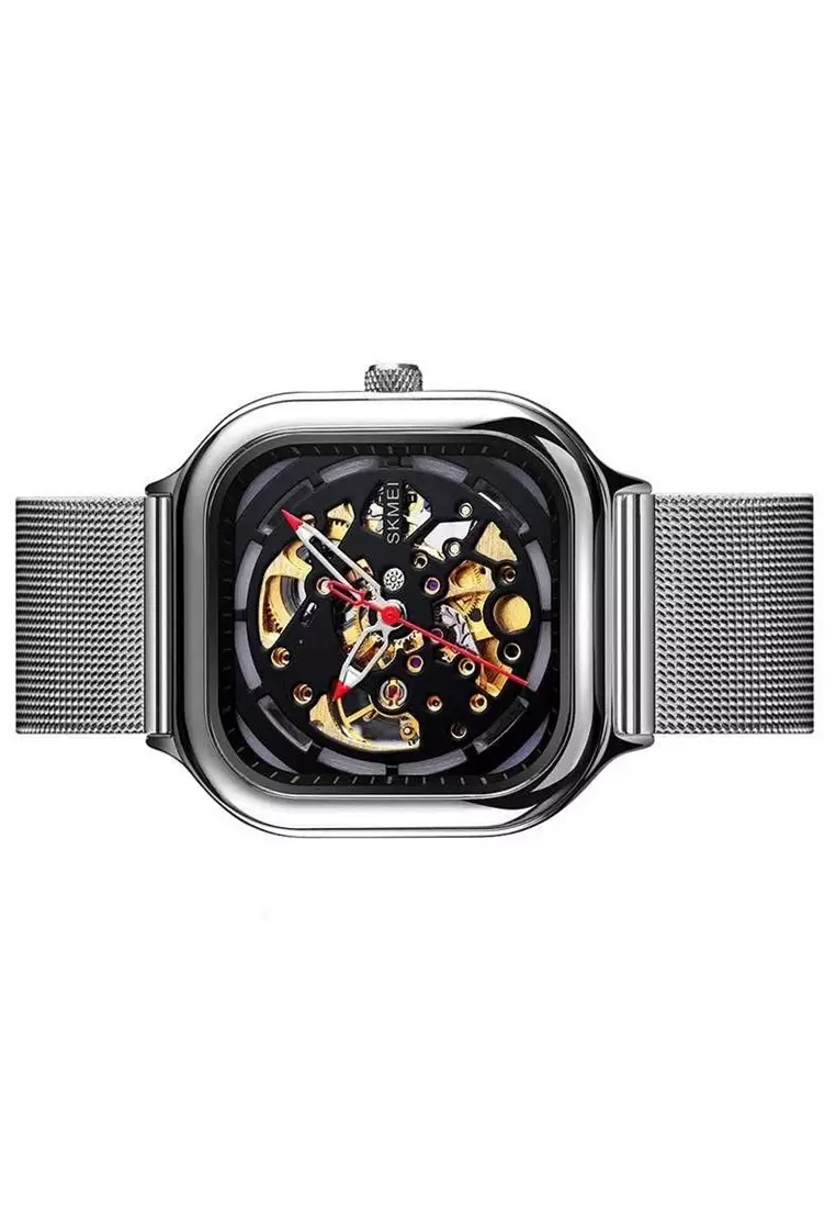 Jam Tangan Casual Mechanical Pria Automatic Movement Strap Tali Material Stainless Steel NX89 ORIGINAL