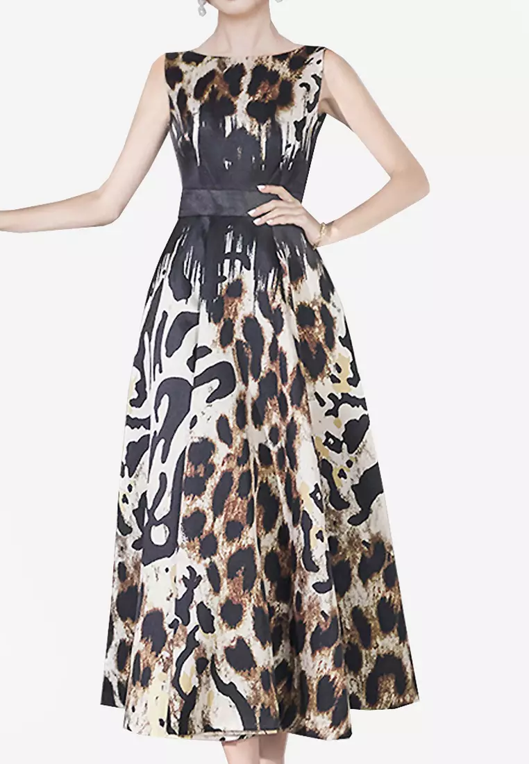 White leopard print dress online