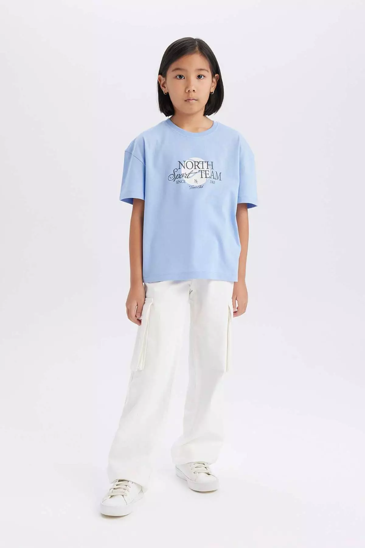 Girl's Relax Fit Crew Neck Printed Short Sleeve T-Shirt E0355A825Sm