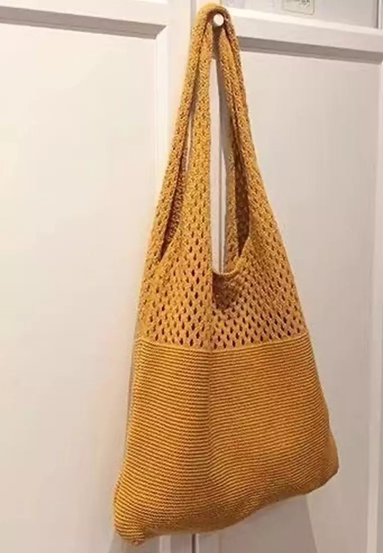 2024 New Vintage Hollow Woven Tote Bag Large Capacity Shopping Bag CA080701