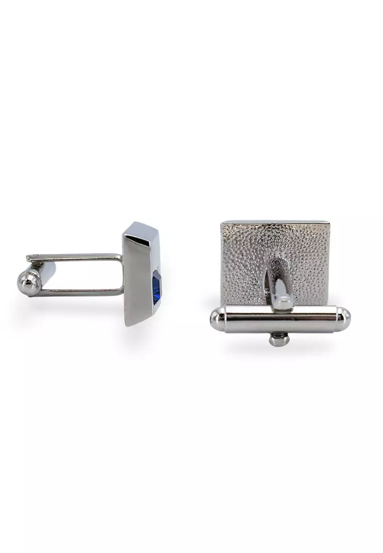 Palmira Chrome Blue Diamonte Cufflink