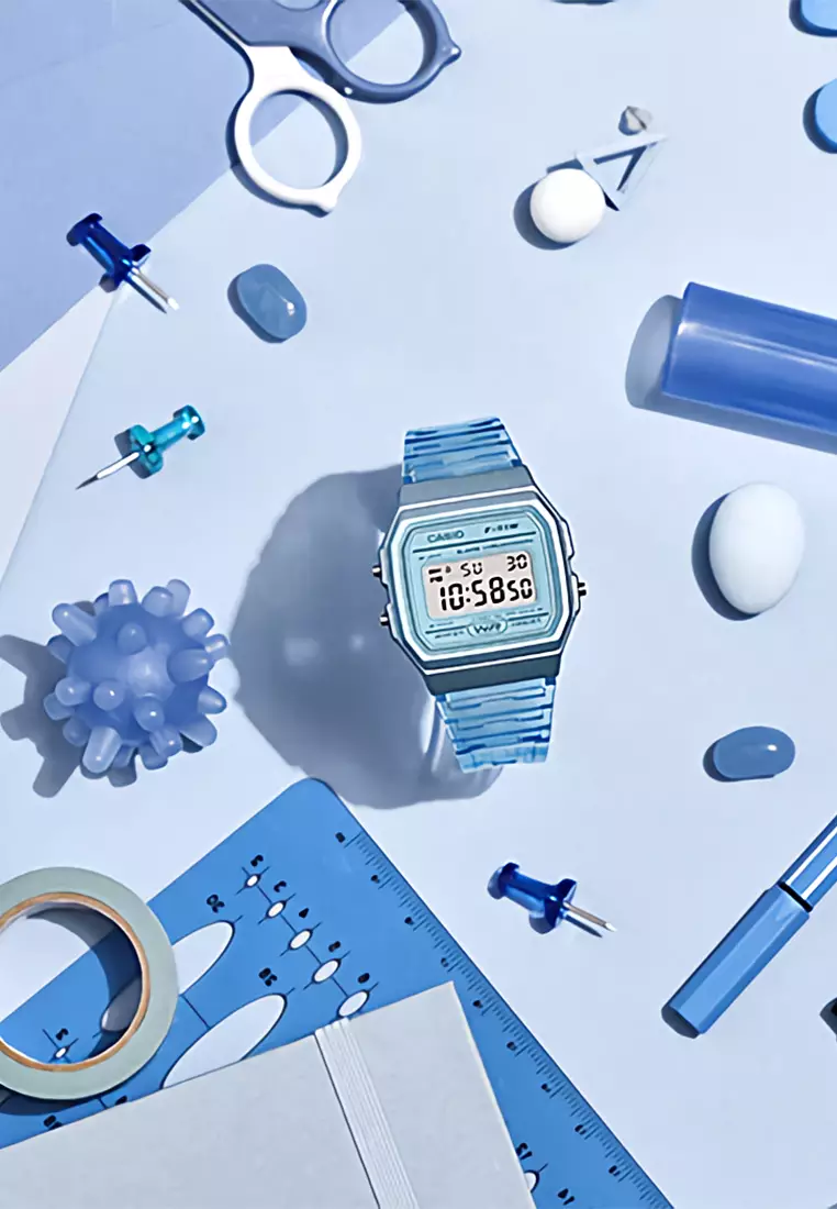 Casio - Jam Tangan Wanita - Blue - Resin Strap - F-91WS-2