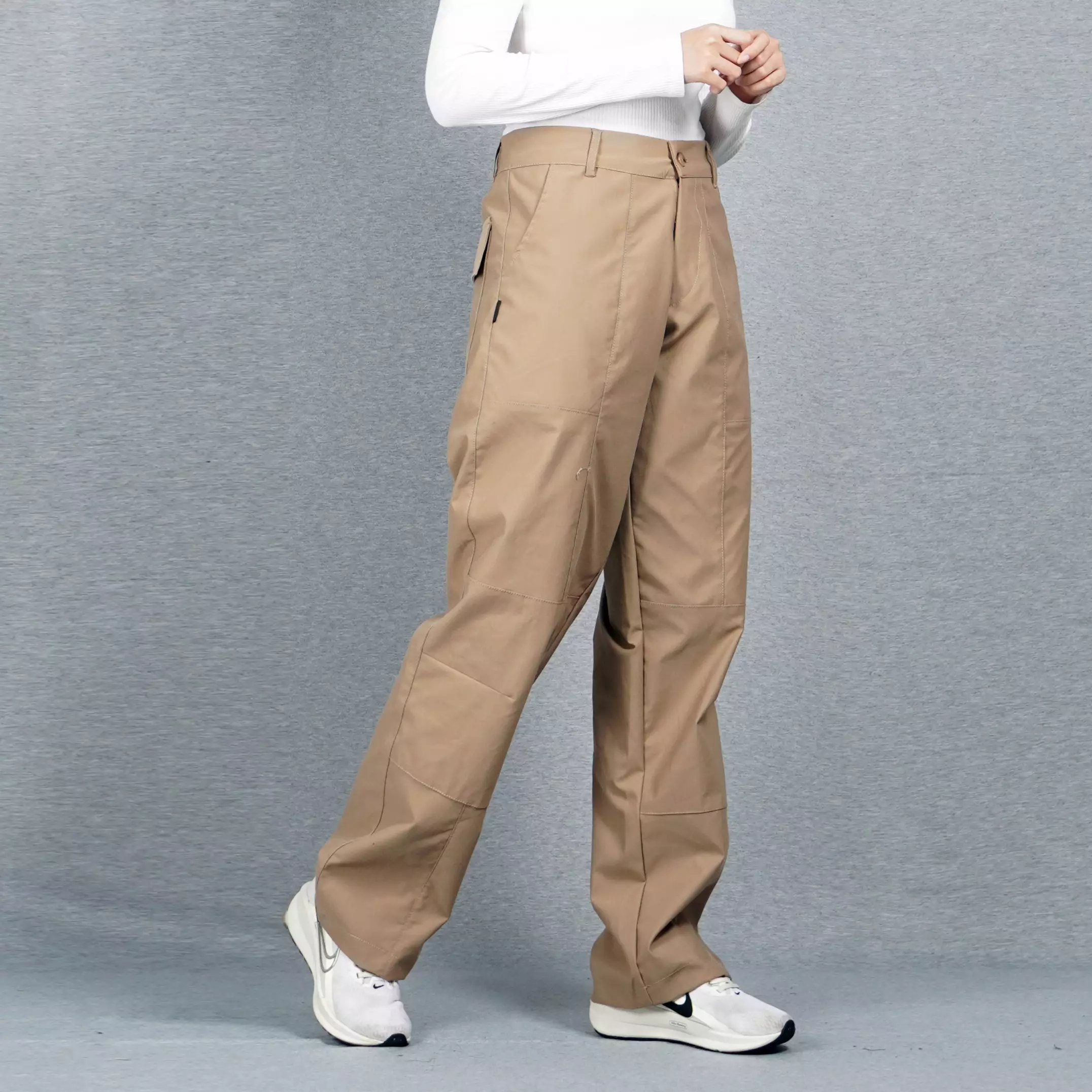 JORDI Celana Wanita Earth Tone Women's Long Pants Celana Chino Wanita - KHAKI