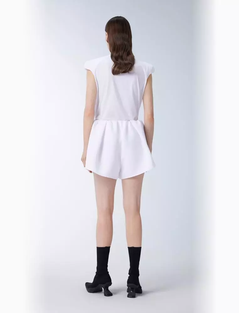 Cotton pleated short-sleeved T-shirt