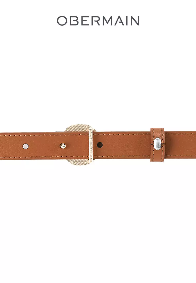 Ladies Belt 20MM Flat Buckle Leather Black