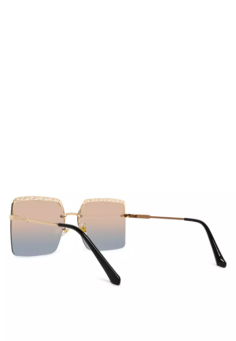 Kacamata Hitam Funky Berwarna Ombre Dengan Warna Blush/Biru